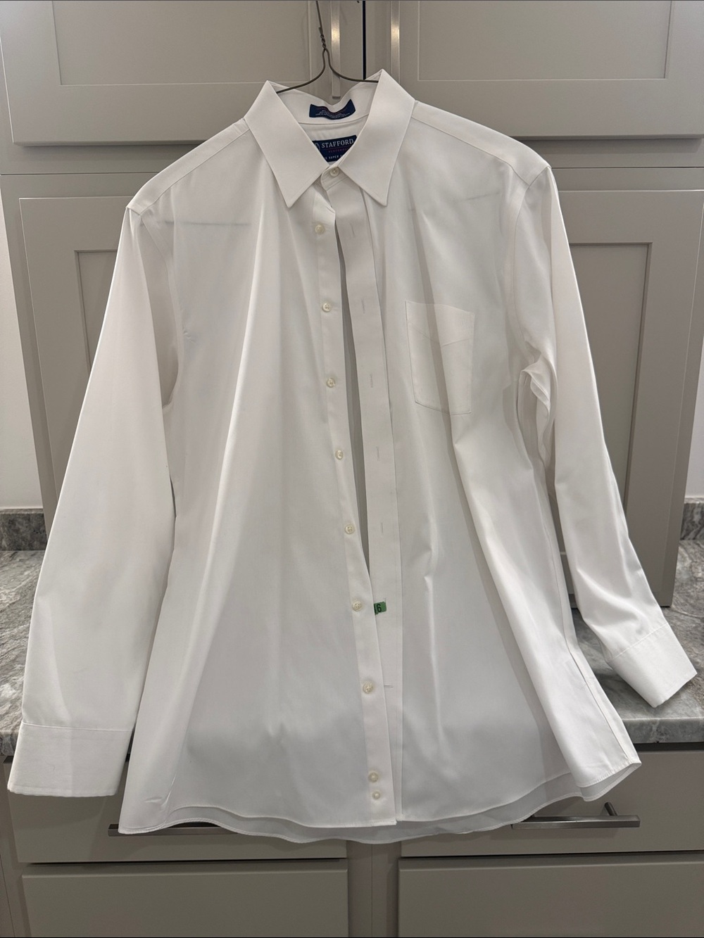 Stafford Men's White Dress Shirt with Chest Pocket